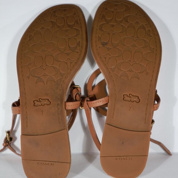 Coach Brown Leather Thong Sandals Pre-owned ladies Size 7 - Picture 4 of 5